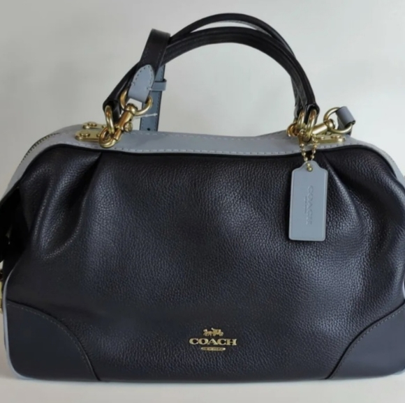 Coach Handbag 73720 Lane Satchel Color Block Ink Multi Bicolor Suede Blue - Picture 1 of 3